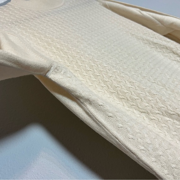 Cream Textured Mockneck Knit Sweater Ivory Beige Silk Cashmere Blend XL Mens - Picture 7 of 8